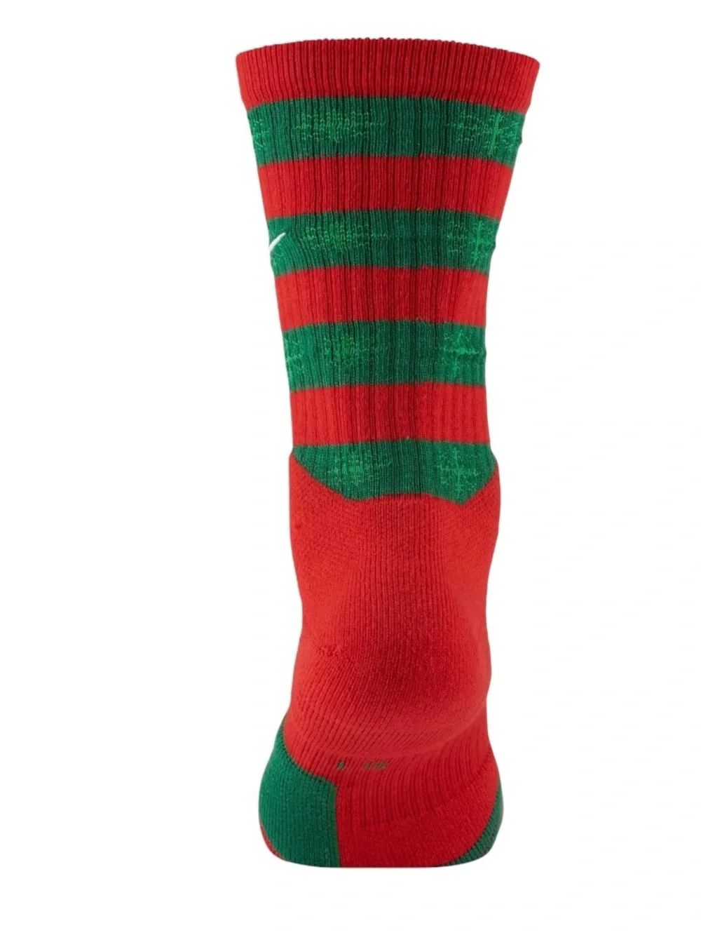 NEW Nike Red & Green Striped Crew Athletic Socks w/ White Swoosh M 6-8 Wmn 6-10
